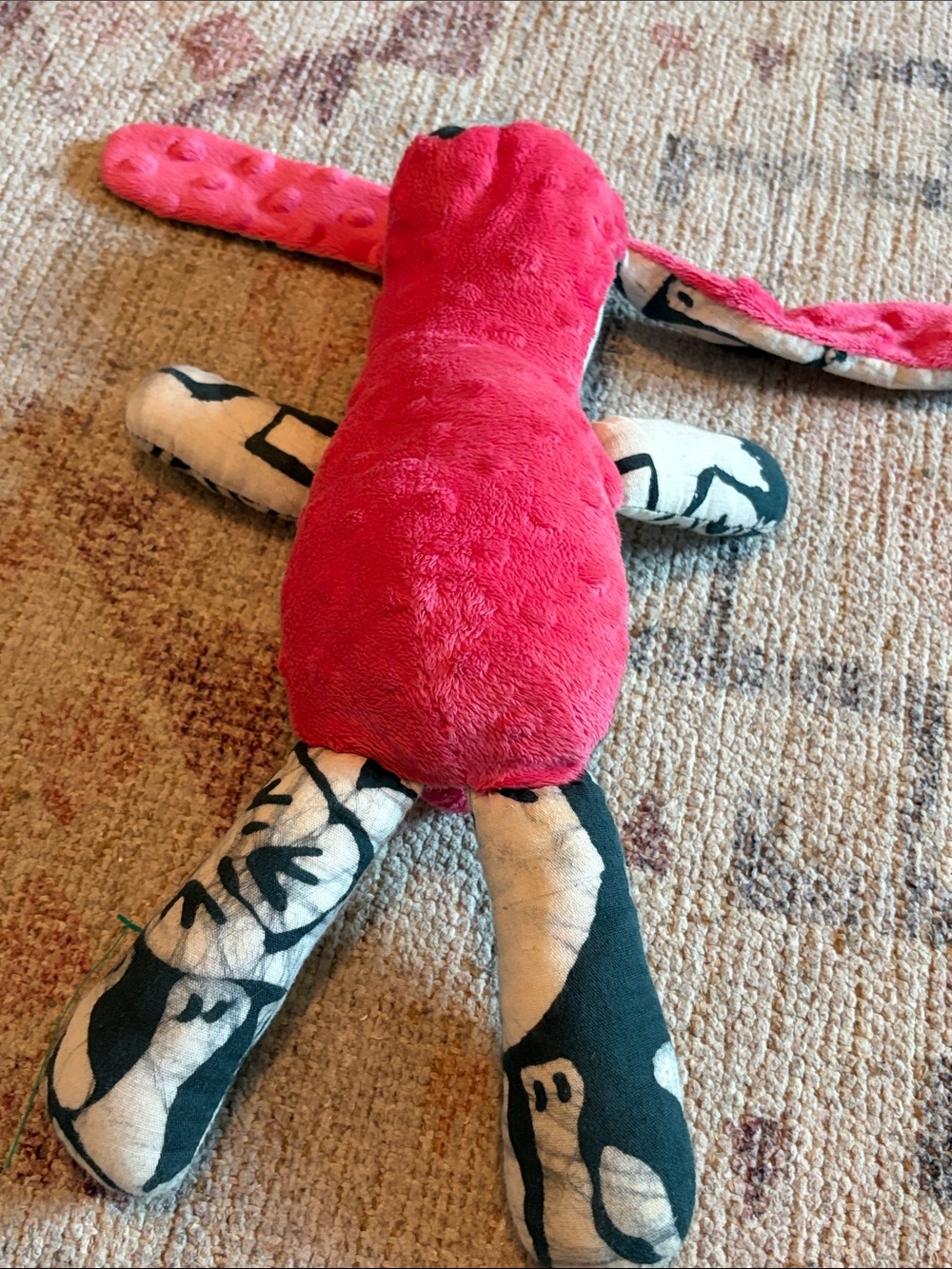 Plush Pink Black Handmade Minky ink block print Bunny Matthew 11:28 One of kind